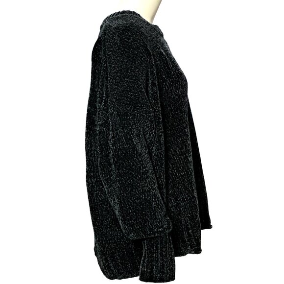 Seven7 Black Chenille Knit Sweater Soft Plush Crewneck Long Sleeve Warm Comfy XL - Picture 4 of 10